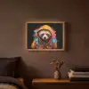 Graffiti - Wasbeer - Jas - Zwart Light Box met batterij (Wandlamp) middel -sfeer4