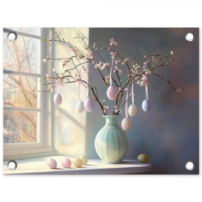 Stilleven - Vaas - Paastak tuinposter los doek klein -3d