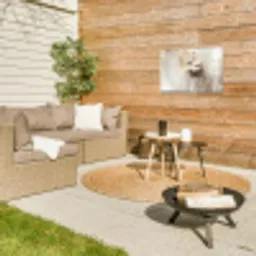 Bloem - Beige - Verf - Schaduw Tuinposter op houten frame 2 cm dik klein -sfeer2
