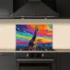 Giraffe - Savanna - Lucht - Gekleurd keuken achterwand spatscherm klein -sfeer1