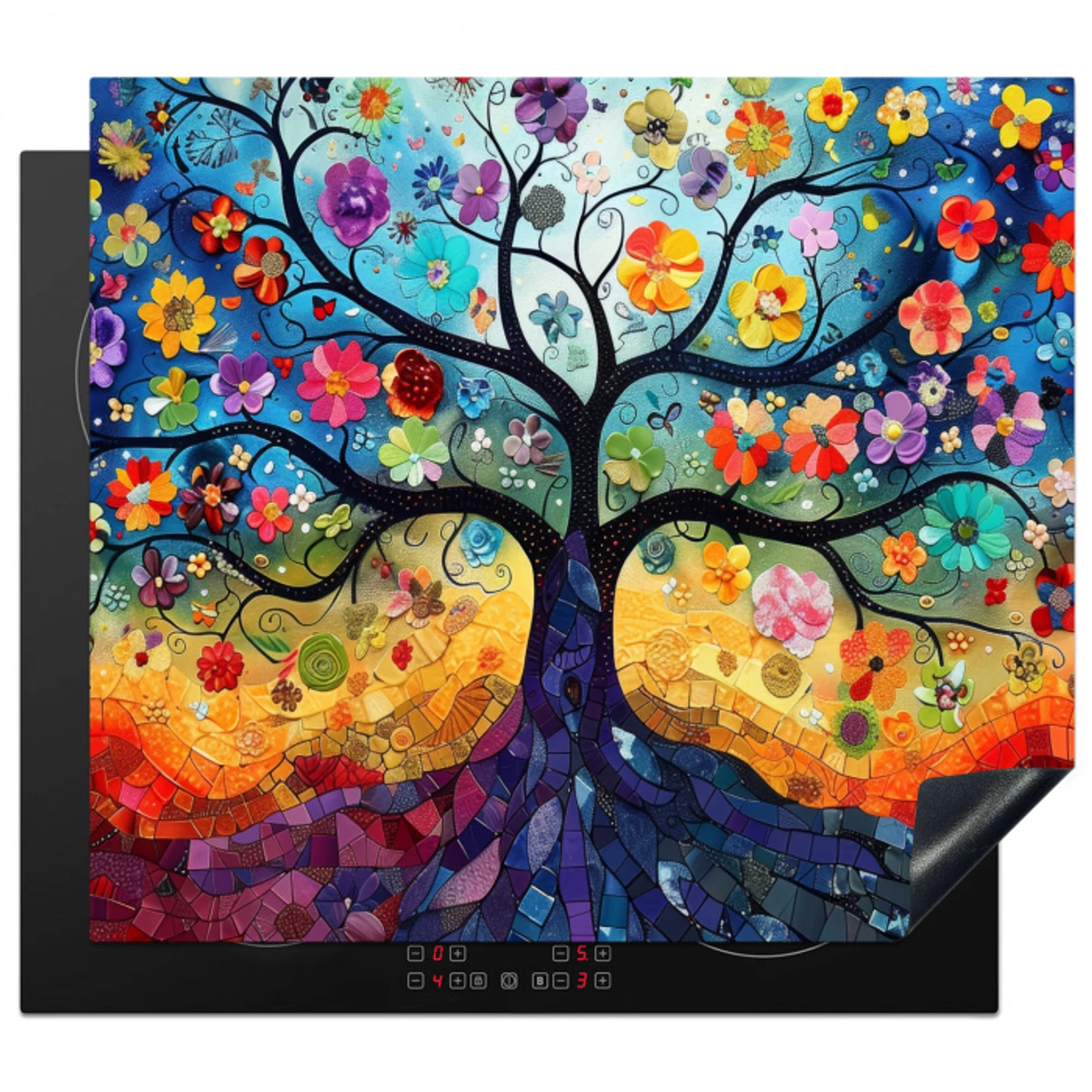 Levensboom - Kleuren  - Boom Inductie beschermer vinyl 3mm middel -3d