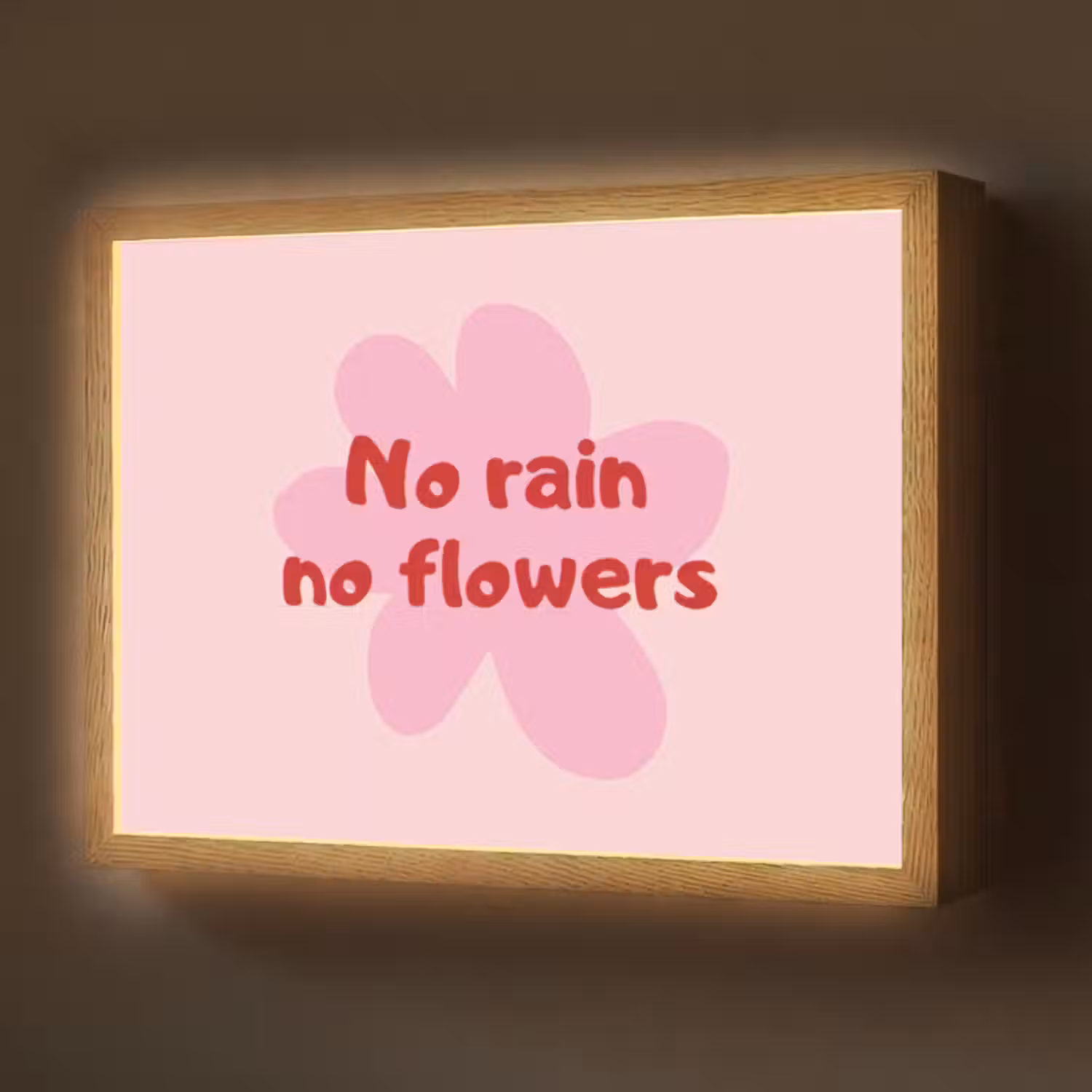 Lightbox - Wandlamp - No rain no flowers - Bloem - Roze