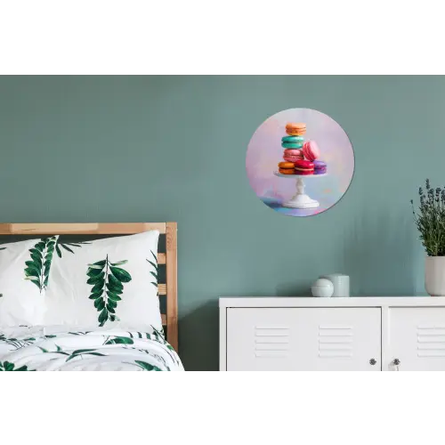 Macarons - Schaal - Pastel - Kleurrijk Wandcirkel aluminium klein -slaapkamer