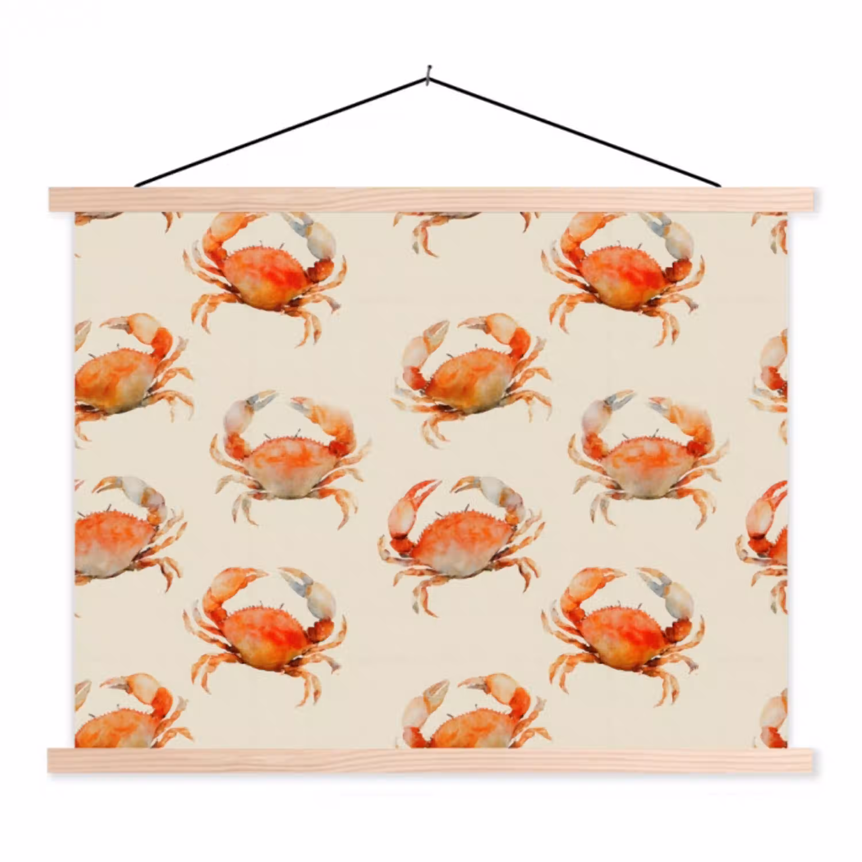 Krabben - Patroon - Oranje textielposter latten blank klein 122 -3d