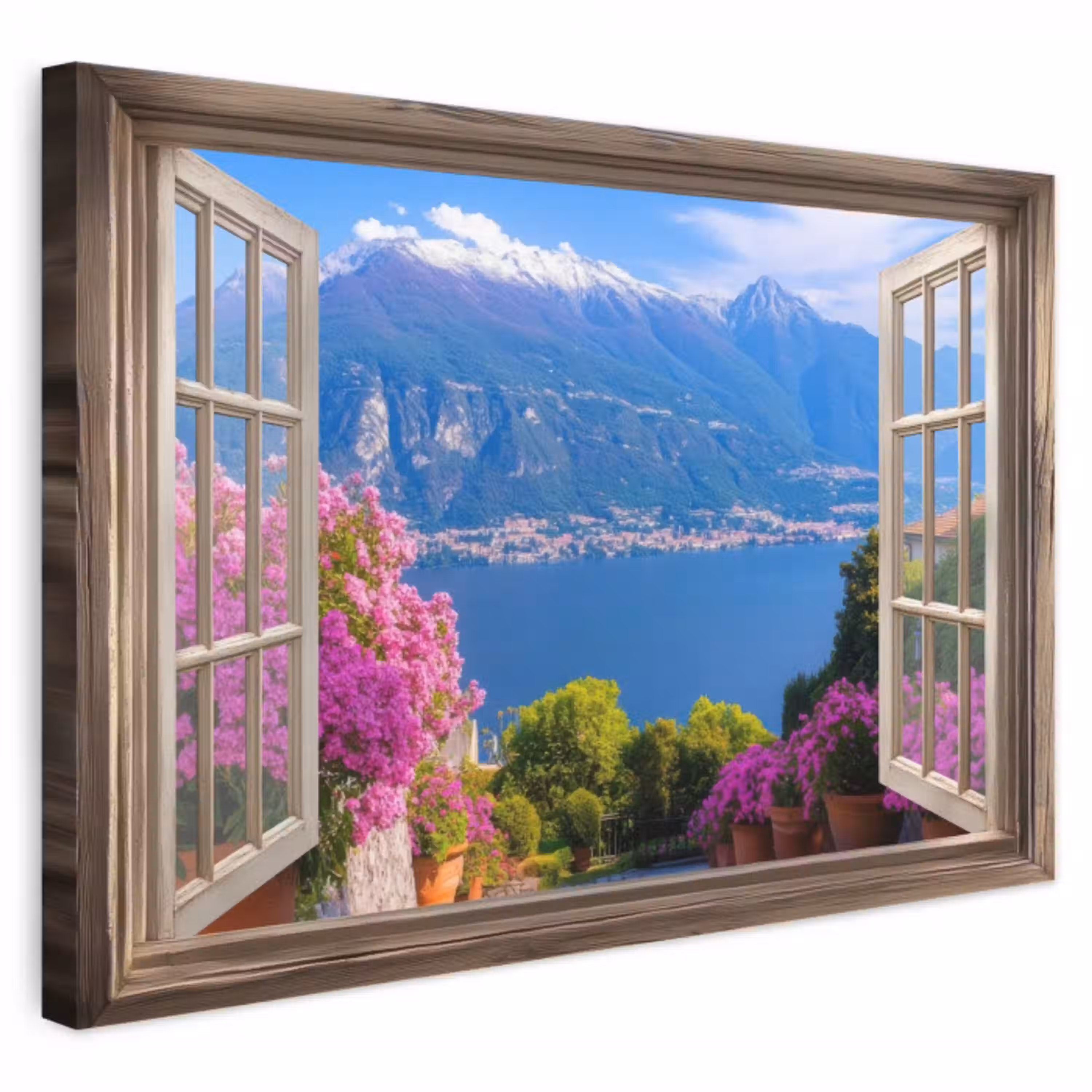 Doorkijk - Berg - Landschap - Uitzicht - Meer canvas 2cm klein -3d