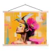 Vogel - Vrouw - Abstract - Bloem textielposter latten blank klein -3d