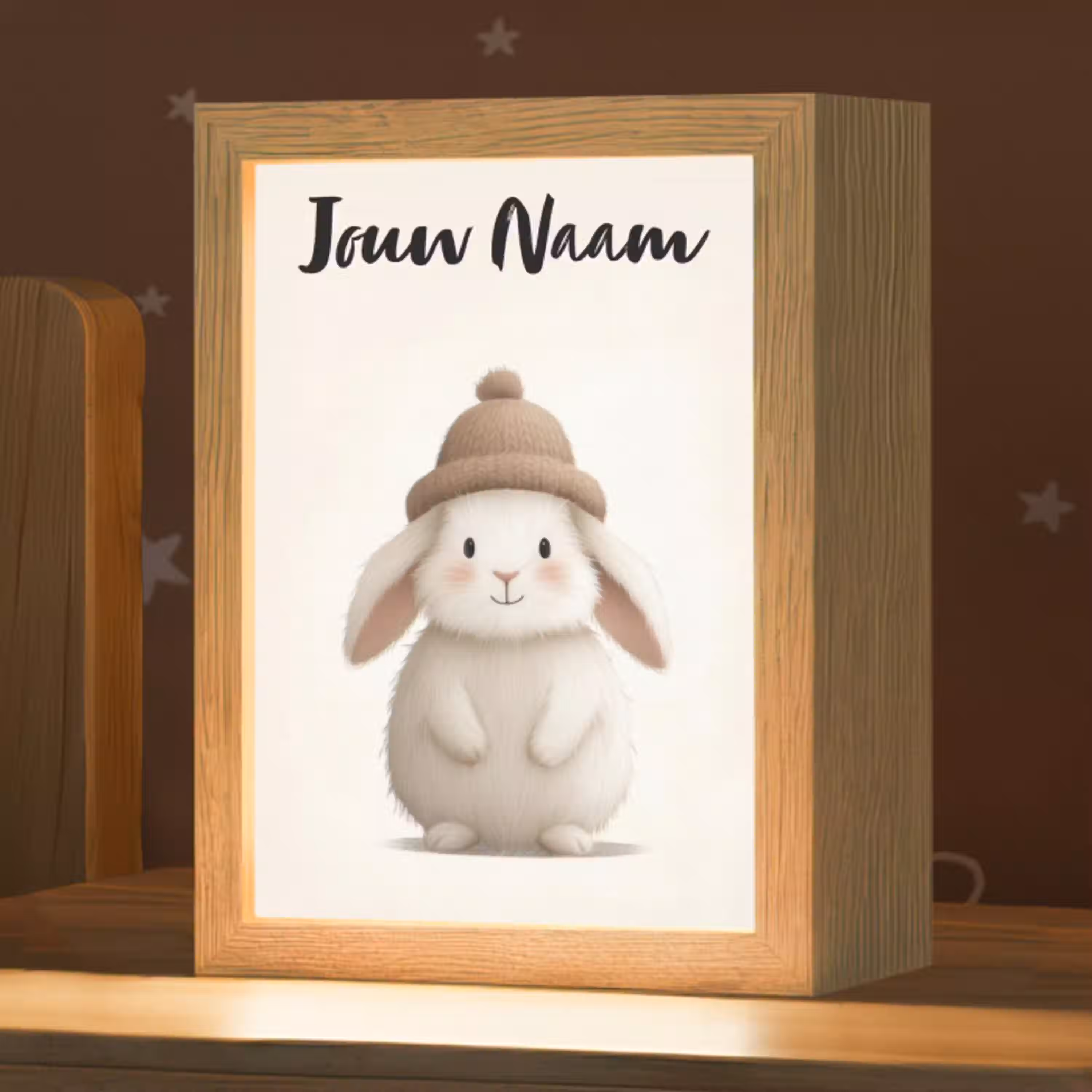 Konijn - Muts - Oren - Beige Light Box met kabel (Kinderlampje) klein -zzz_3d_website