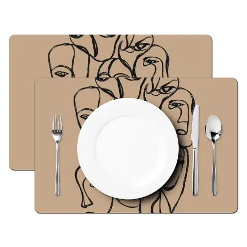 Gezichtenzee - Lijntekening - Abstract Placemat vinyl groot -zzsfeer2_Kitchenyeah-website