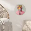 Tijger - Strik - Jasje - Roze Wandcirkel plexiglas klein -sfeer5