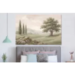 Heuvellandschap - Bomen - Natuur - Groen forex 5mm xxl -slaapkamer