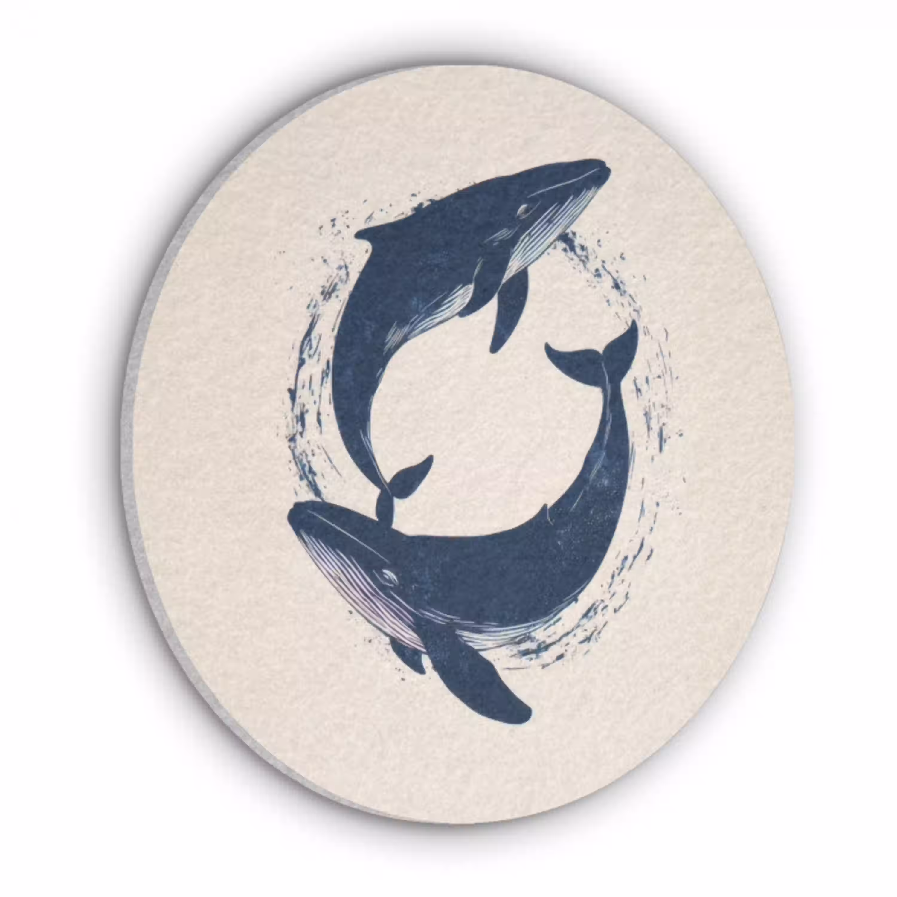 Walvissen - Spetters - Cirkel - Donkerblauw Akoestische PET Vilt - Rond klein -3d