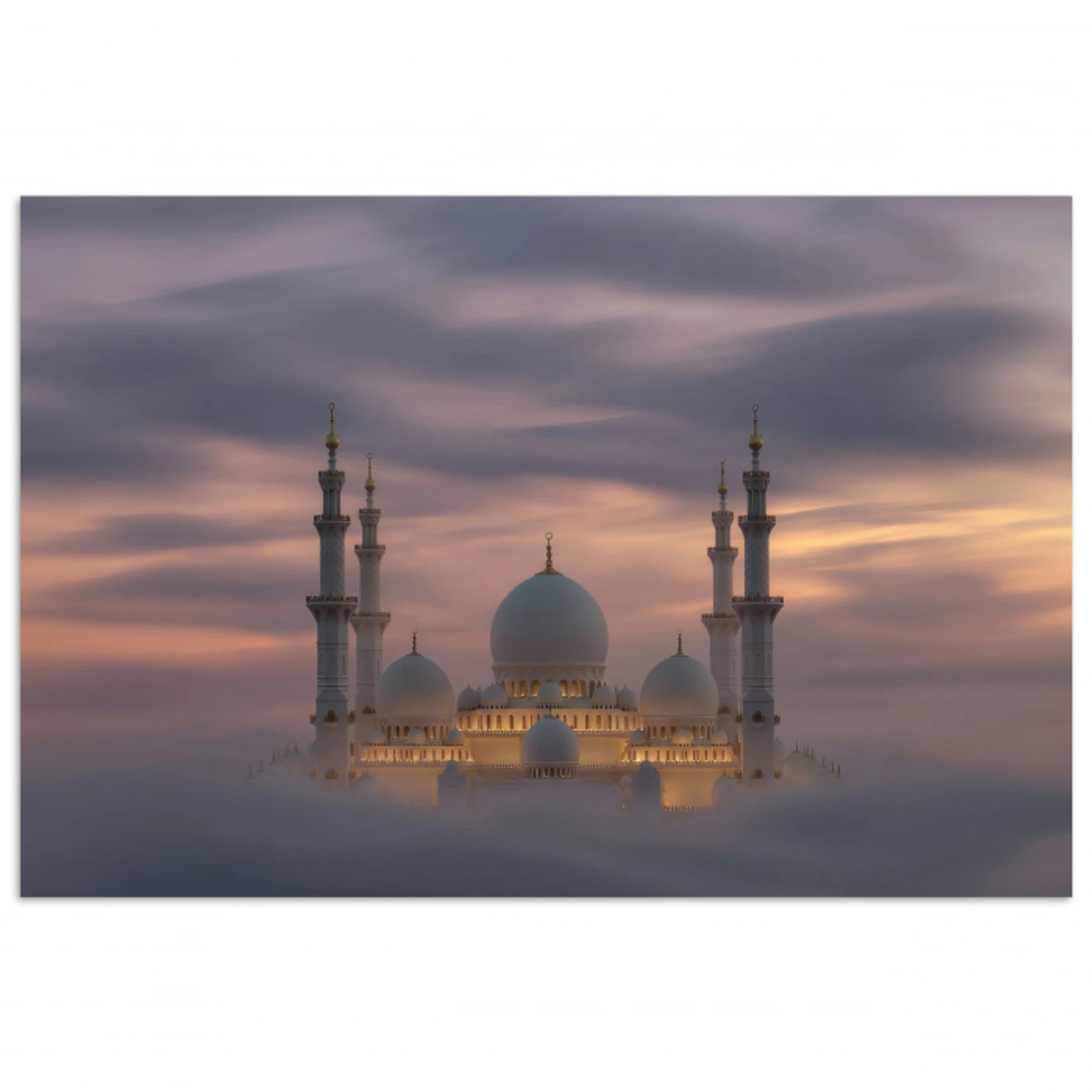Zonsondergang - Moskee - Wolken poster papier klein -3d