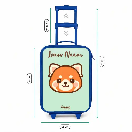 Kawai - Rode panda - Groen Kinderkoffer - Blauw klein -productfoto_formaten