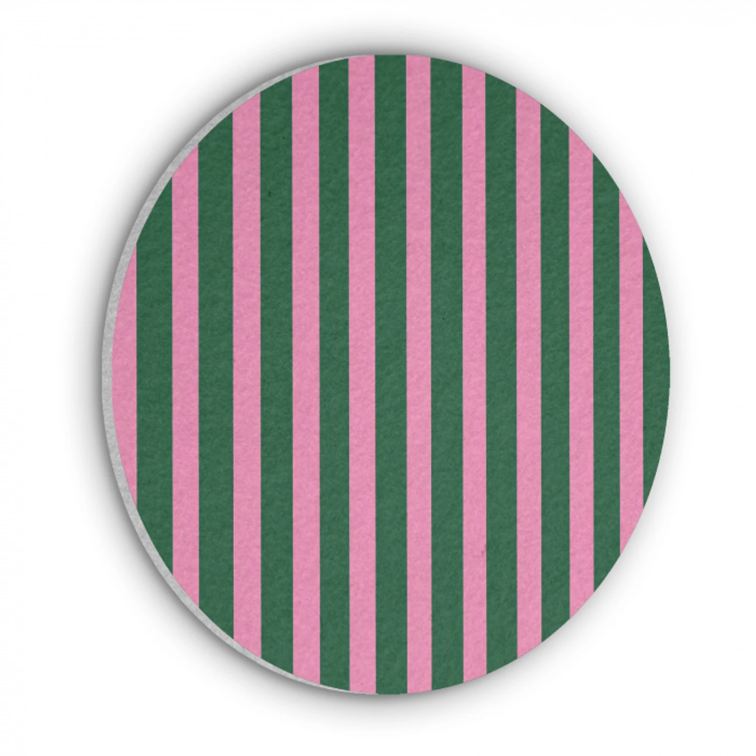 Verticale strepen - Groen - Roze Akoestische PET Vilt - Rond klein 838 -3d