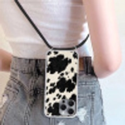 Patroon - Vacht - Zwart - Wit Hoesje iPhone 16 Pro Max met koord klein -sfeer5