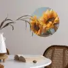 Zonnebloemen - Geel - Wazig Wandcirkel behangsticker klein -sfeer3