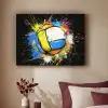 Graffiti - Sport - Volleybal - Bal Textielframe zwart klein -sfeer1