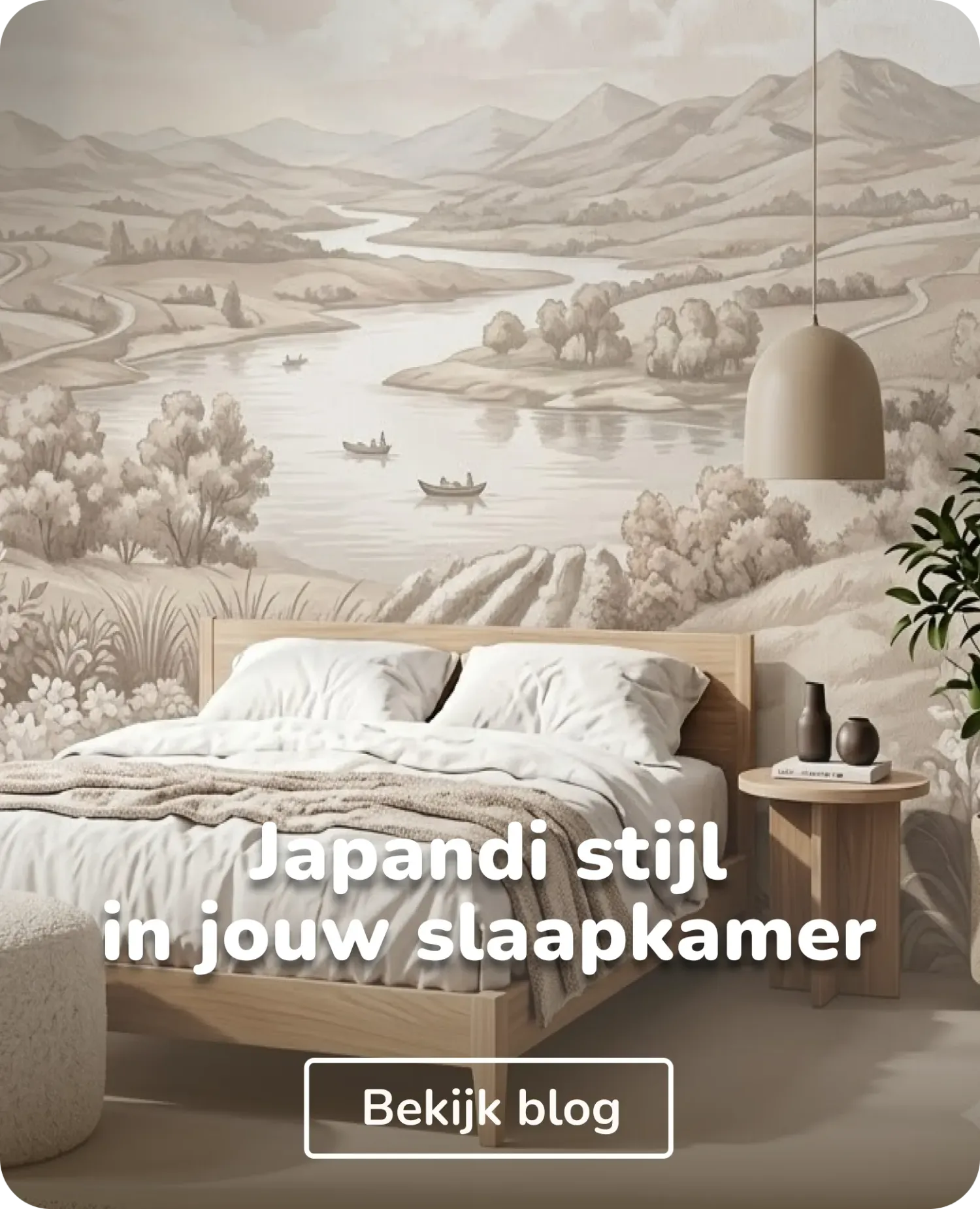 Japandi behang in slaapkamer