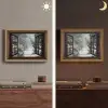 Bos - Winter - Bomen - Natuur - Pad - Doorkijk Light Box met batterij (Wandlamp) middel -sfeer3