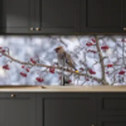 Pestvogel - Bessen - Winter - Natuur keuken achterwand 2 middel -sfeer1