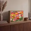 Bloemenveld - Klaprozen - Kleurrijk Light Box met batterij (Wandlamp) middel -sfeer2