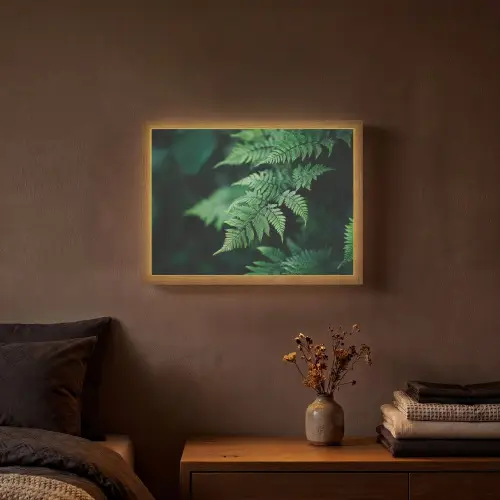 Varenblad - Groen - Structuur - Wazig Light Box met batterij (Wandlamp) middel -sfeer4