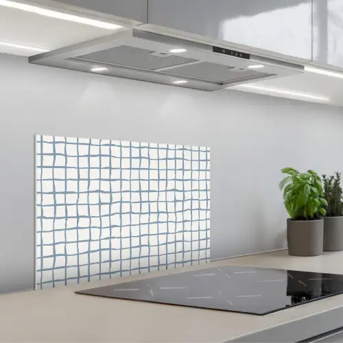 Patroon - Raster - Blauw - Grijs keuken achterwand spatscherm klein 900 -3d_schuin