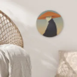 Minimalistisch - Silhouet - Oranje Wandcirkel kunststof plaat 5mm dik klein -sfeer5