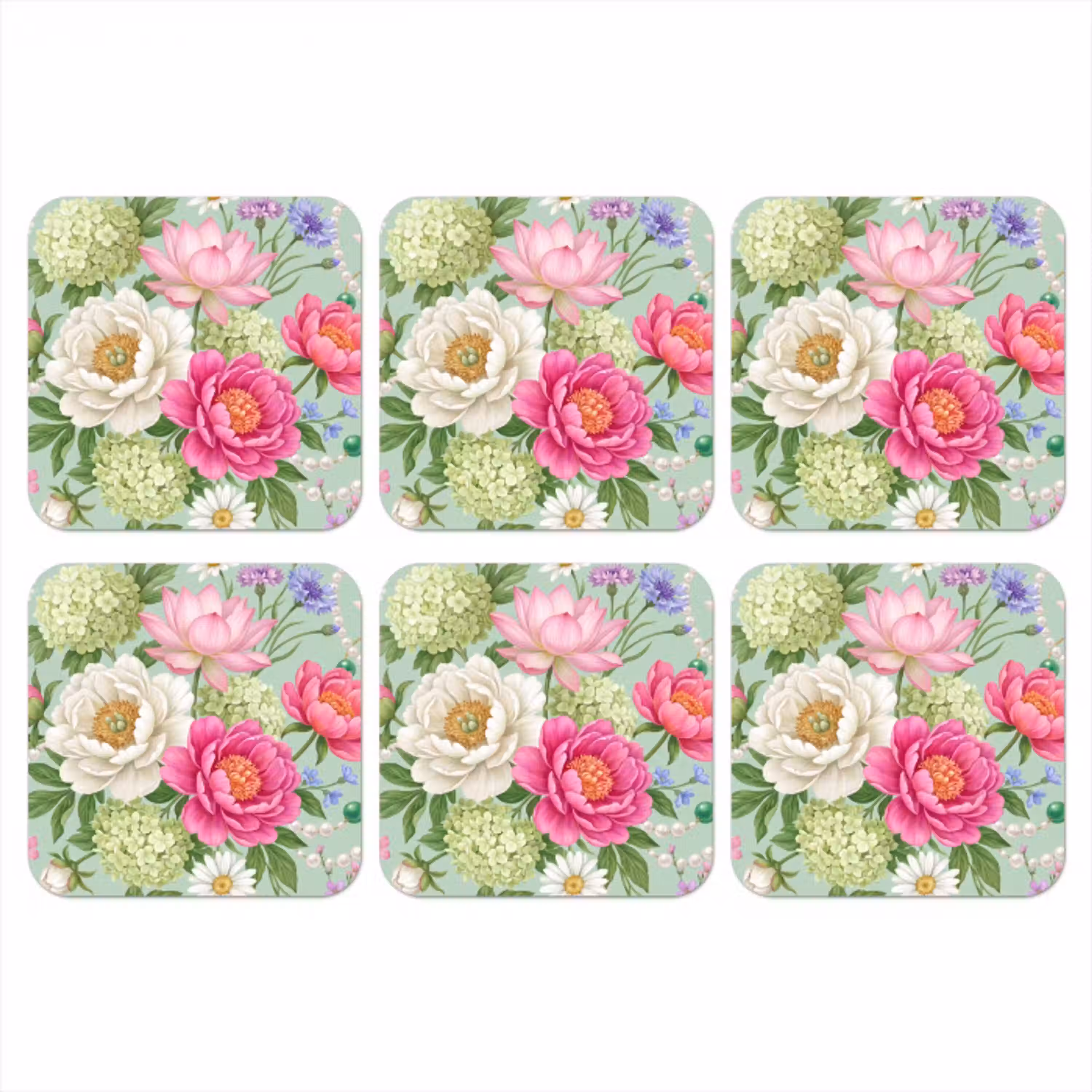 Bloemen - Patroon - Botanisch - Groen onderzetter kurk middel -3d