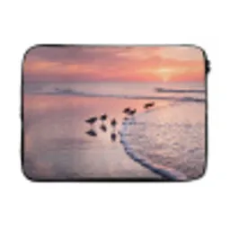 Meeuwen - Strand - Zee - Roze laptophoes neopreen klein -3d