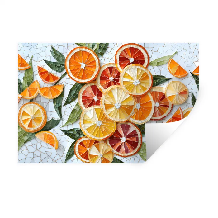 Schijfjes - Fruit - Oranje - Mozaïek Muursticker klein -3d