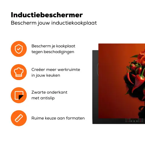 Vrouw - Chilipepers - Pepers - Bloemen Inductie beschermer vinyl 3mm klein -zzzzzzz-td-ups