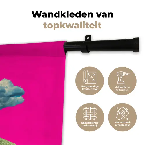 Man - Pak - Wolk - Roze Wandkleed katoen klein -sfeer2