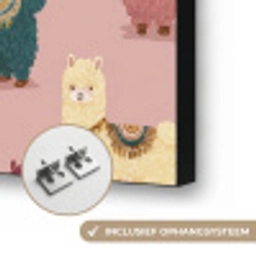Alpaca's - Patroon - Kleurrijk Textielframe zwart klein 947 -USP_ophangsysteemNL