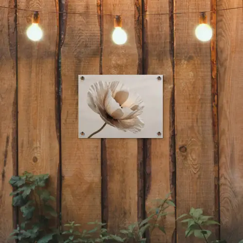 Bloem - Beige - Crème tuinposter los doek klein -sfeer1