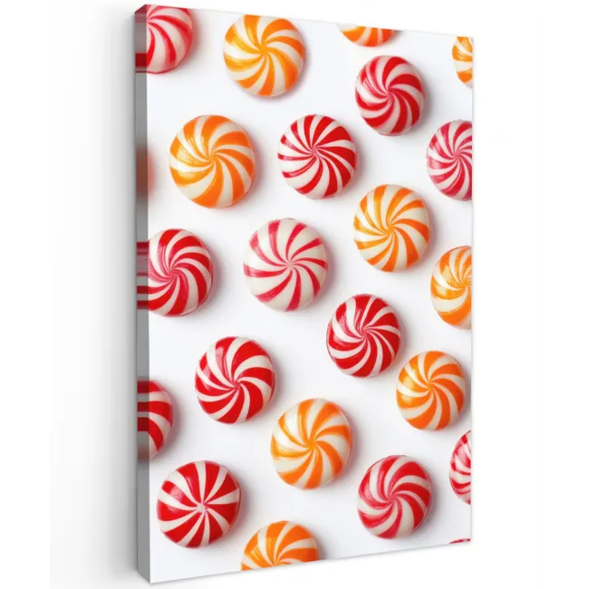 Snoep - Patroon - Rood - Oranje Tuinposter op houten frame 2 cm dik middel -3d