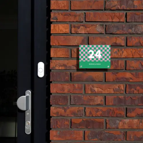 Groen roze blokjes - Klassiek Naambord Rechthoek middel -sfeer1-rechthoek-S