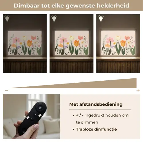 Pasteltinten - Bloemen - Illustratie Light Box met batterij (Wandlamp) middel -USP_dimbaarNL