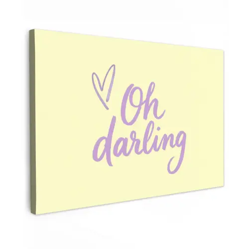 Oh darling - Geel - Hart Tuinposter op houten frame 2 cm dik klein -3d