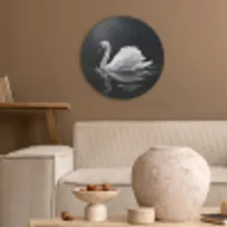 Zwaan - Water - Natuur - Realistisch - Wit Akoestische PET Vilt - Rond klein -sfeer1
