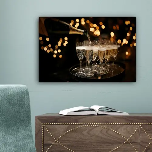 Lichtjes - Champagne - Dienblad - Glazen canvas 2cm klein -sfeer4