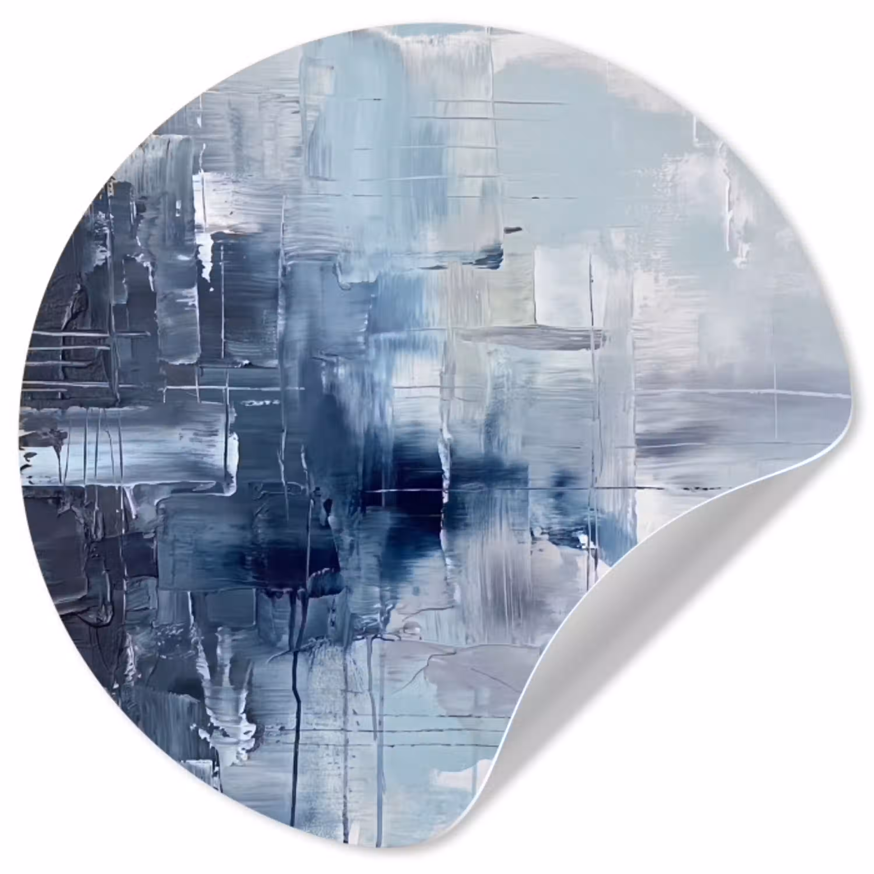 Abstract - Textuur - Kunst - Modern - Blauw Wandcirkel behangsticker klein -3d