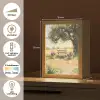 Houten bankje - Bloempotten - Landschap Light Box met kabel (Tafellamp) klein -USP_NL