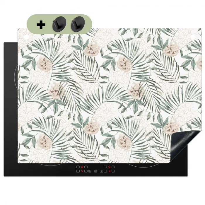 Boho - Jungle - Bloemen - Bladeren Inductie beschemer met haakjes klein -3d