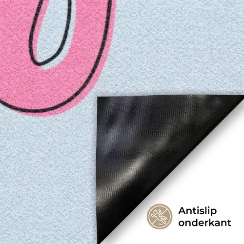 Bisou - Blauw - Roze - Lippen Deurmat klein -antislip_NL
