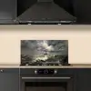 Vuurtoren - Golven - Storm keuken achterwand spatscherm klein -sfeer1