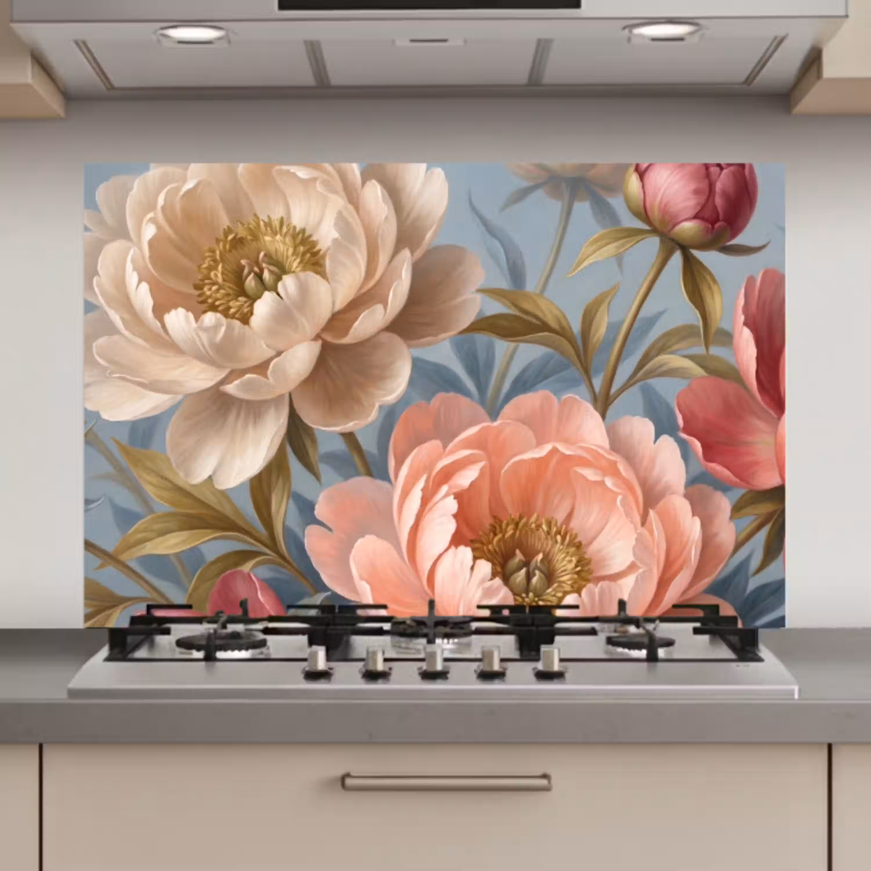 Bloemen - Roze - Beige - Modern - Natuur keuken achterwand spatscherm klein -3d_website