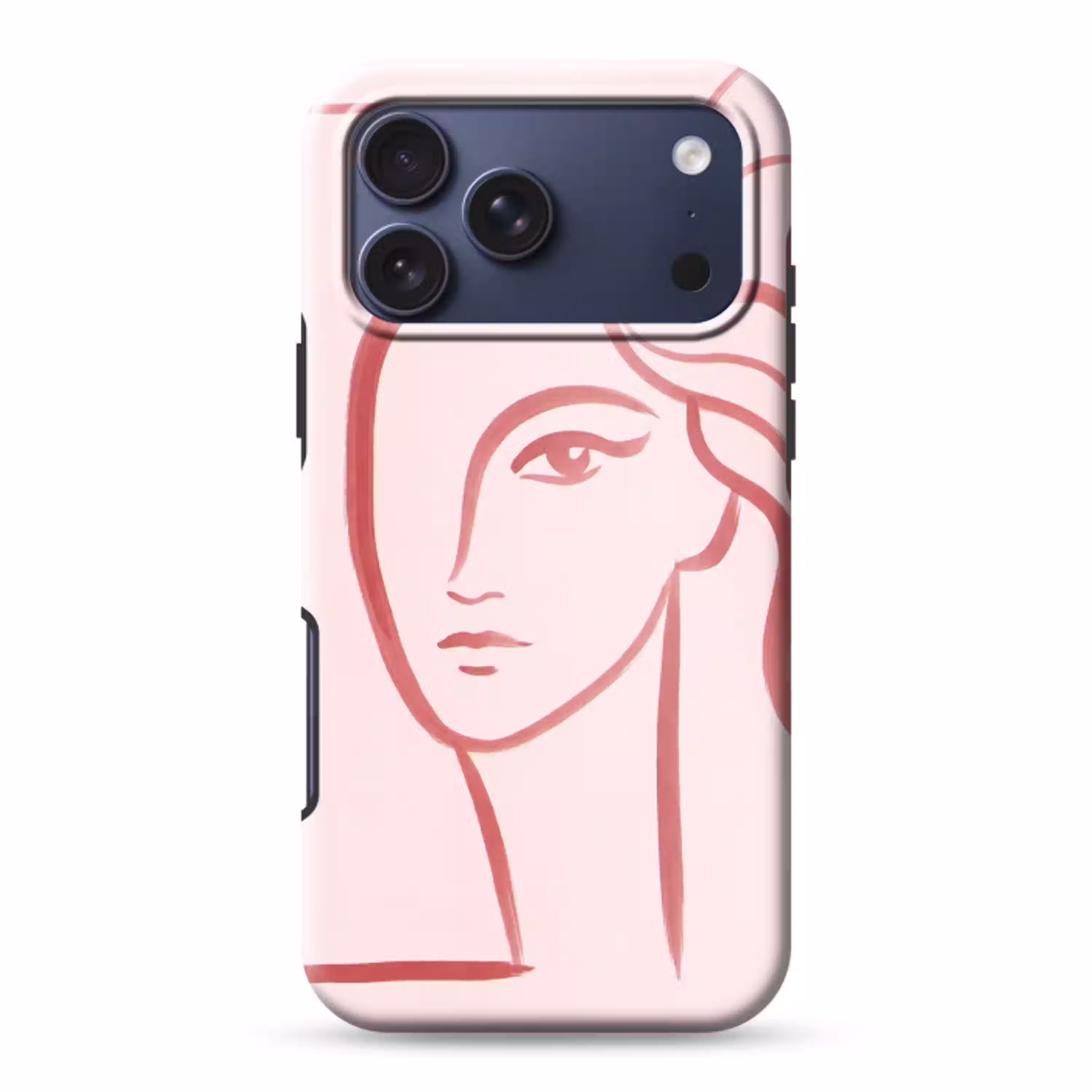 Vrouw - Portret - Abstract - Lijnkunst - Rood Toughcase MagSafe Apple iPhone 17 Pro Max klein -3d