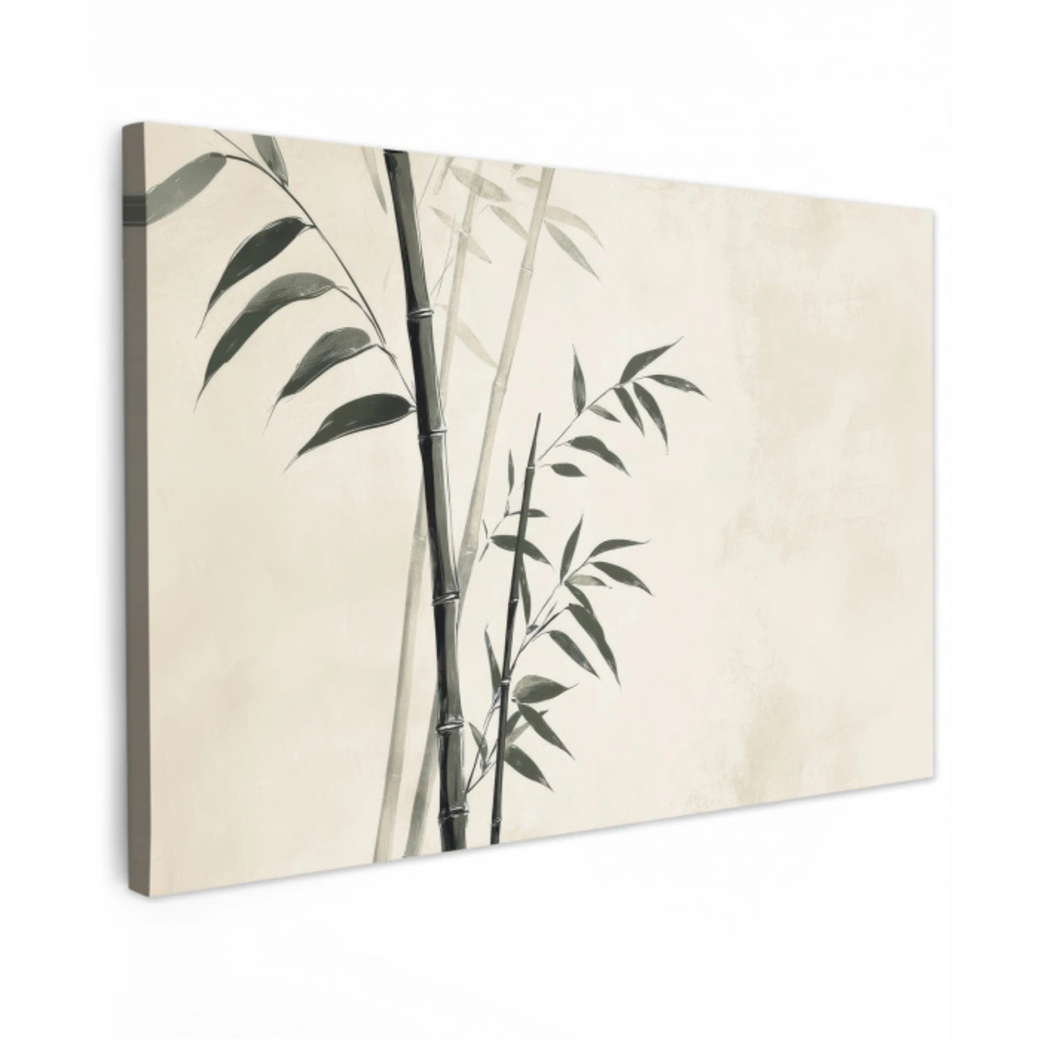Japandi - Bamboe - Beige Tuinposter op houten frame 2 cm dik klein -3d