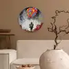 Jongen - Ballonnen - Gebouwen - Kunst Wandcirkel kunststof plaat 5mm dik klein -sfeer1